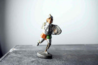 COMPOSITION ELASTOLIN Medieval Knight On Foot Running Charge Red Green ~7cm B - atonal.se