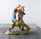 COMPOSITION ELASTOLIN WW Wild West Cowboy Indian Wrestling Pair Boxed ~7cm X - atonal.se